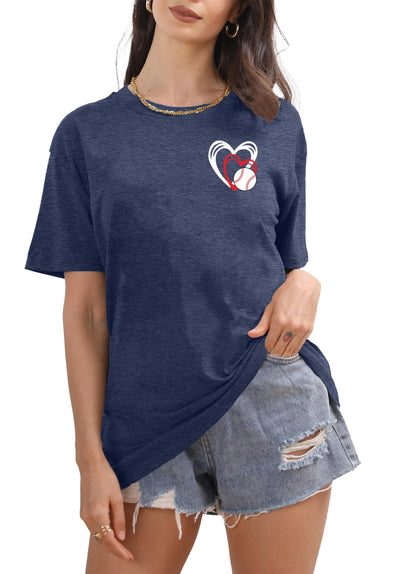 Baseball Mom Shirt for Women: Funny Baseball Tee Shirt Baseball Mama Short Sleeve Casual Tee Tops