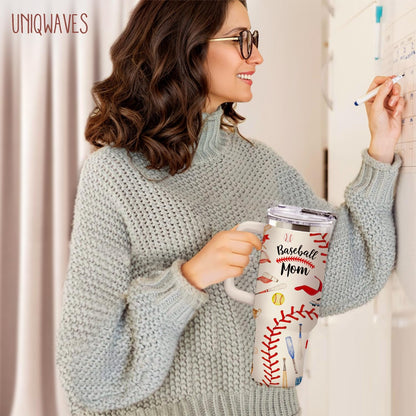 40oz Baseball Mom Tumbler, Christmas Holiday Gifts for Baseball Lovers