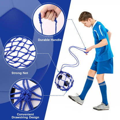 TOBWOLF Football Kick Trainer, Soccer Return Trainer Net Fits Ball Size 3, 4, 5, Hands-Free Soccer Kick Throw Training Aid