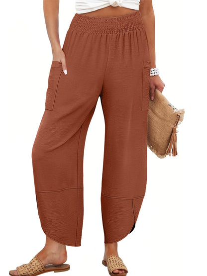 ANRABESS Womens Wide Leg Palazzo Capri Pants 2026 Summer Casual High Waisted Barrel Lounge Flowy Cropped Beach Work Trousers