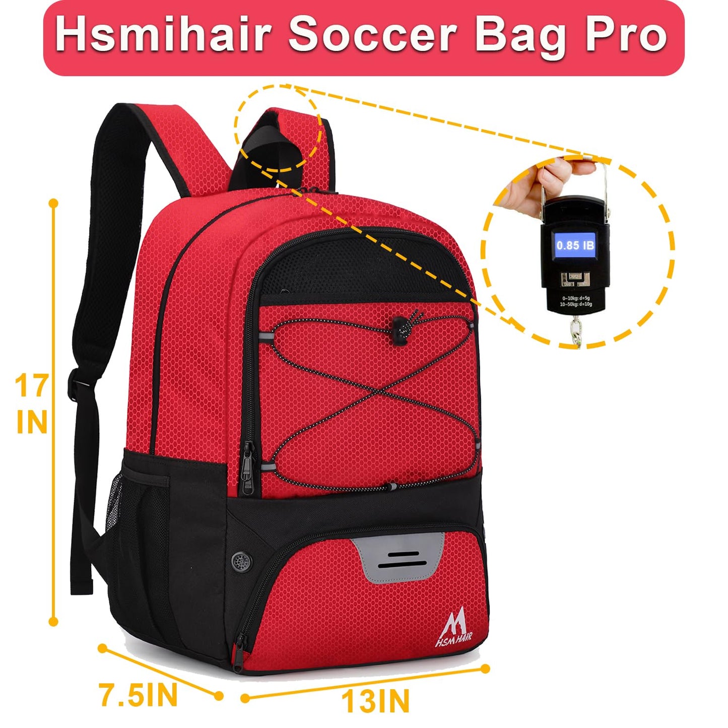 Hsmihair Soccer Bag,Youth Soccer Backpack with Ball and Cleat Compartment