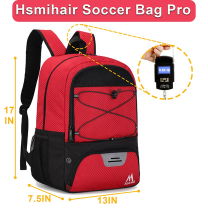 Hsmihair Soccer Bag,Youth Soccer Backpack with Ball and Cleat Compartment