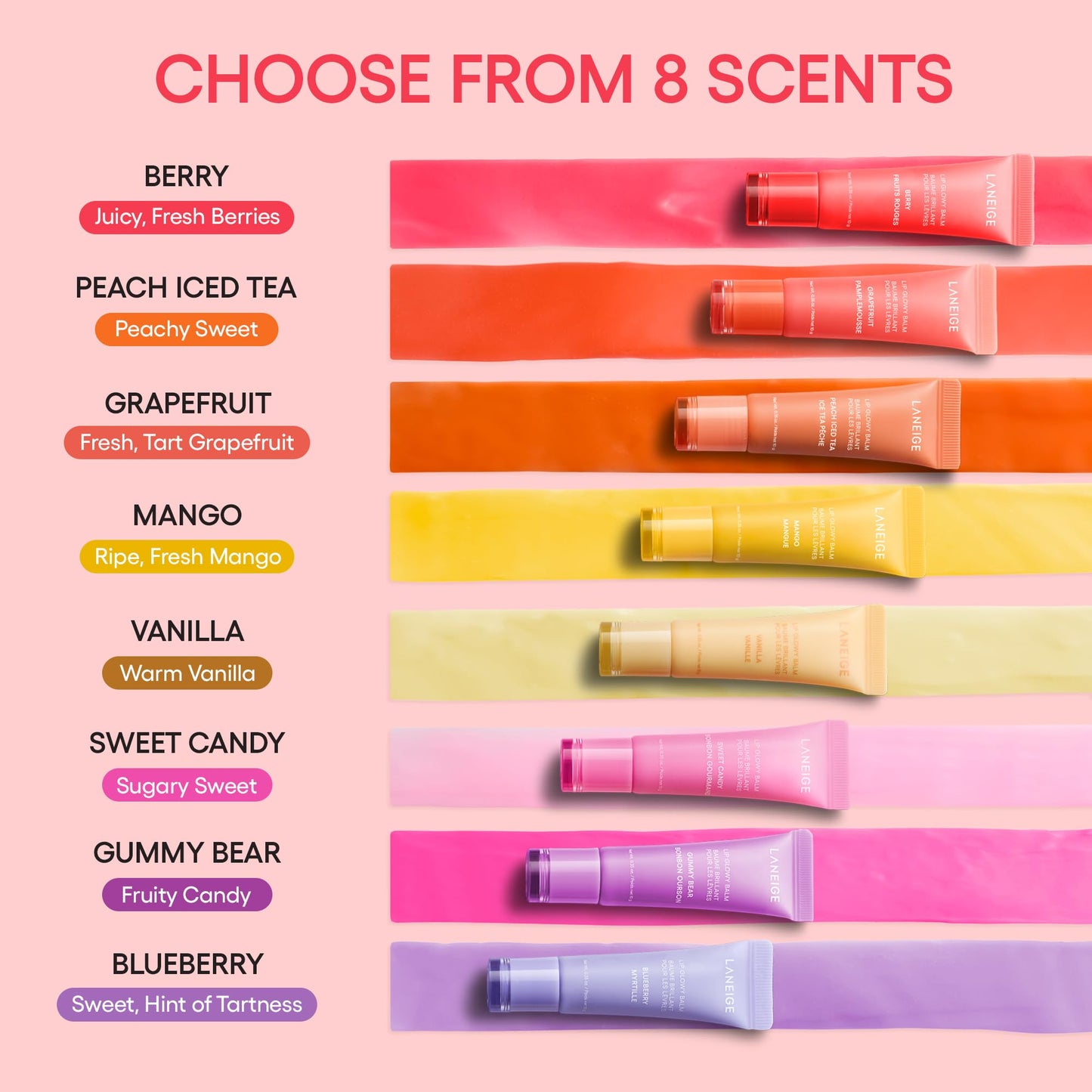LANEIGE Lip Glowy Balm: Sheer Tinted Lip Treatment Balm Tube with Shea & Murumuru Butters for Hydrating, Moisturizing, Glossy, Non-Sticky Shine, Berry | Korean Skin Care
