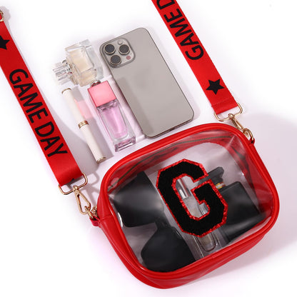 Game Day Clear Bag for Women Football Stadium Approved Clear Crossbody Purse Game Day Accessories Outfits