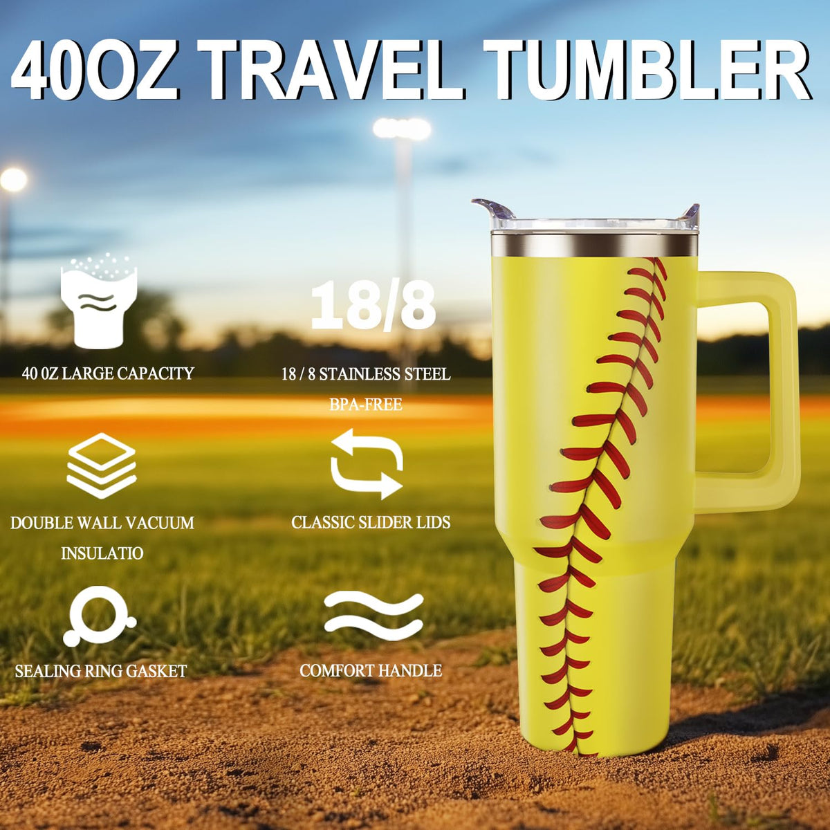 40oz Baseball Tumbler Gifts Stuff for Men Women Gift for Coach Mom