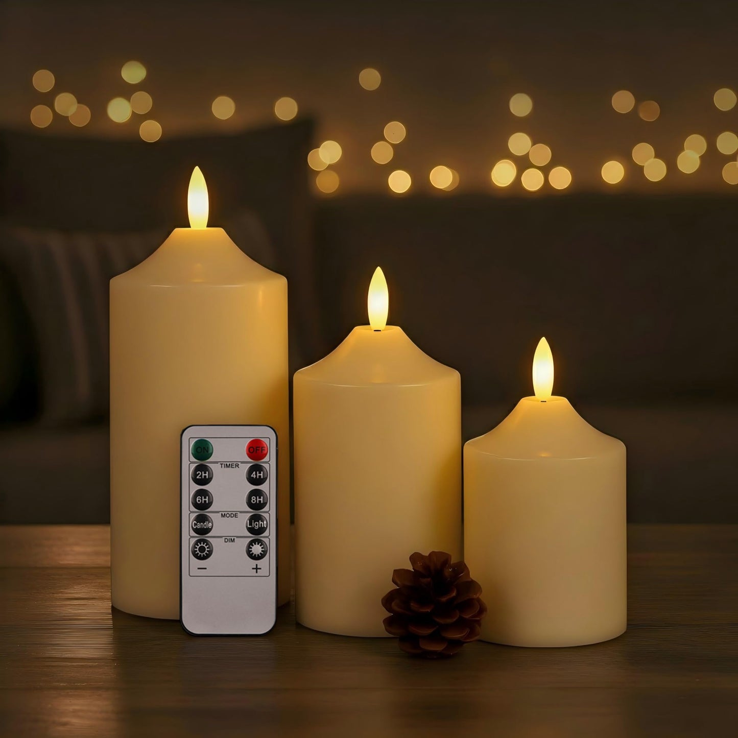 ANGELLOONG Gold Candles for Bathroom Decor, Glass Flameless Candles with Remote, Battery Operated LED Pillar Fake Candles with Timer for Christmas Home Fireplace Mantle Fall Decor