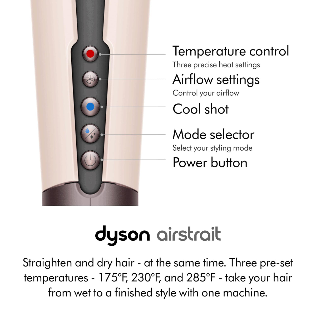 Dyson Airstrait™ Straightener, Wet to Dry Hair Straightener, No Heat Damage, No hot Plates, All Hair Types