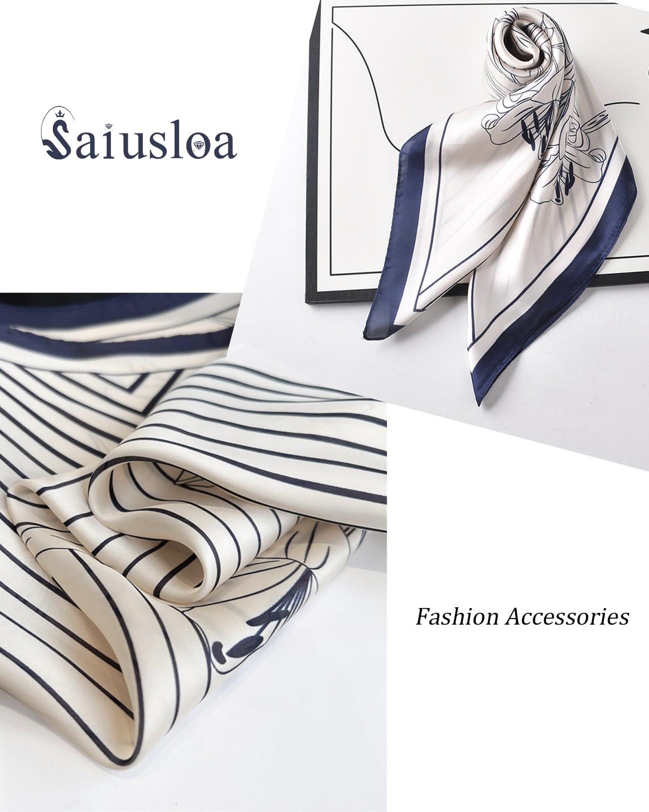 Saiusloa Neck Scarf For Womens Silky Head Scarves Hair Bandanas Square Scarf Fashion Accessories lightweight