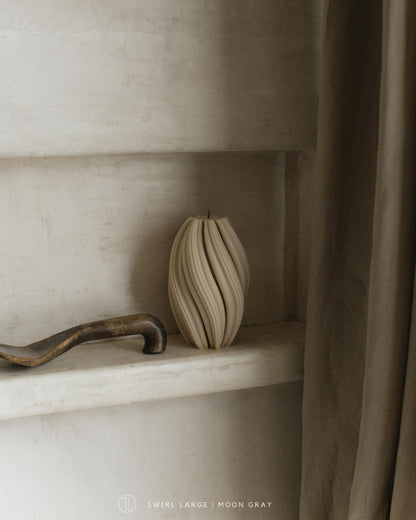 LAWA Swirl Candle - Beautiful Handmade Pillar Soy Wax Twirl Elegant Bubble Aesthetic Candle Housewarming Gift Home Room Shelf Decor Idea Spiral White Large