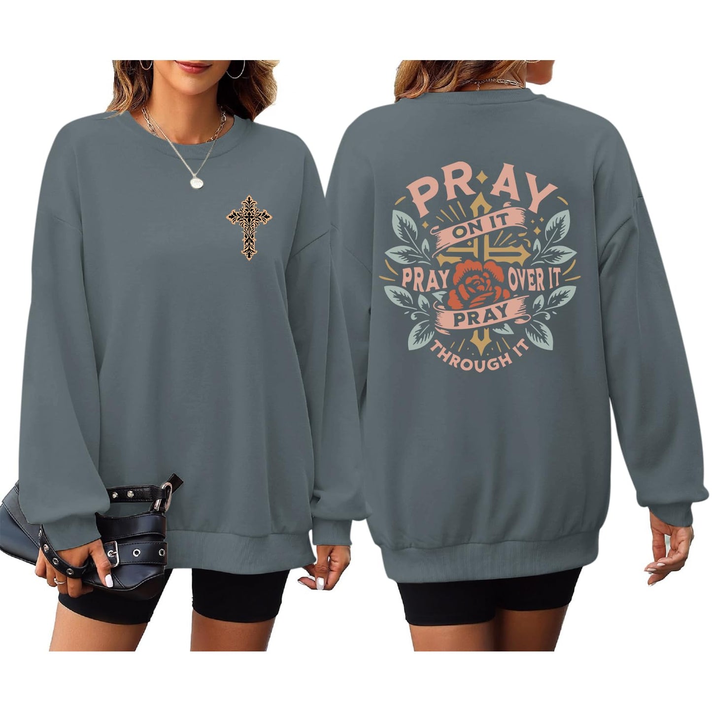 Pairxily Christian Crewneck Sweatshirts for Women Pray Bible Verse