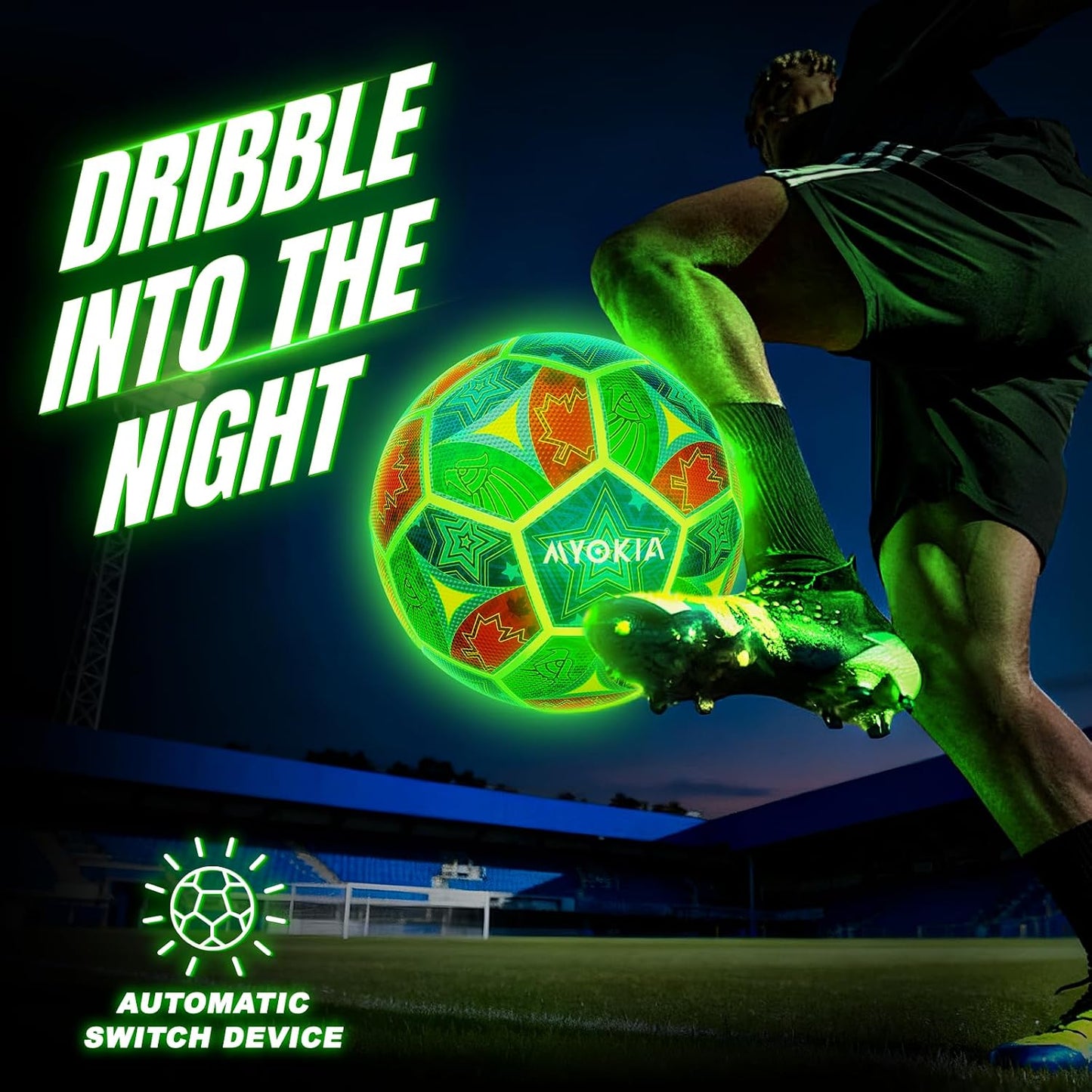 Rechargeable Light Up Soccer Ball Size 5 Tri-Color Glow in Dark