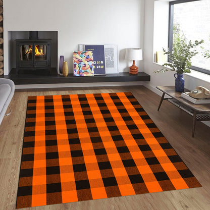 Christmas Door Mat Outdoor 35.4''x59'' Buffalo Plaid Christmas Decor Rug Cotton Hand-Woven Layered Door Mats Washable Carpet for Front Porch, Kitchen, Farmhouse, Entryway