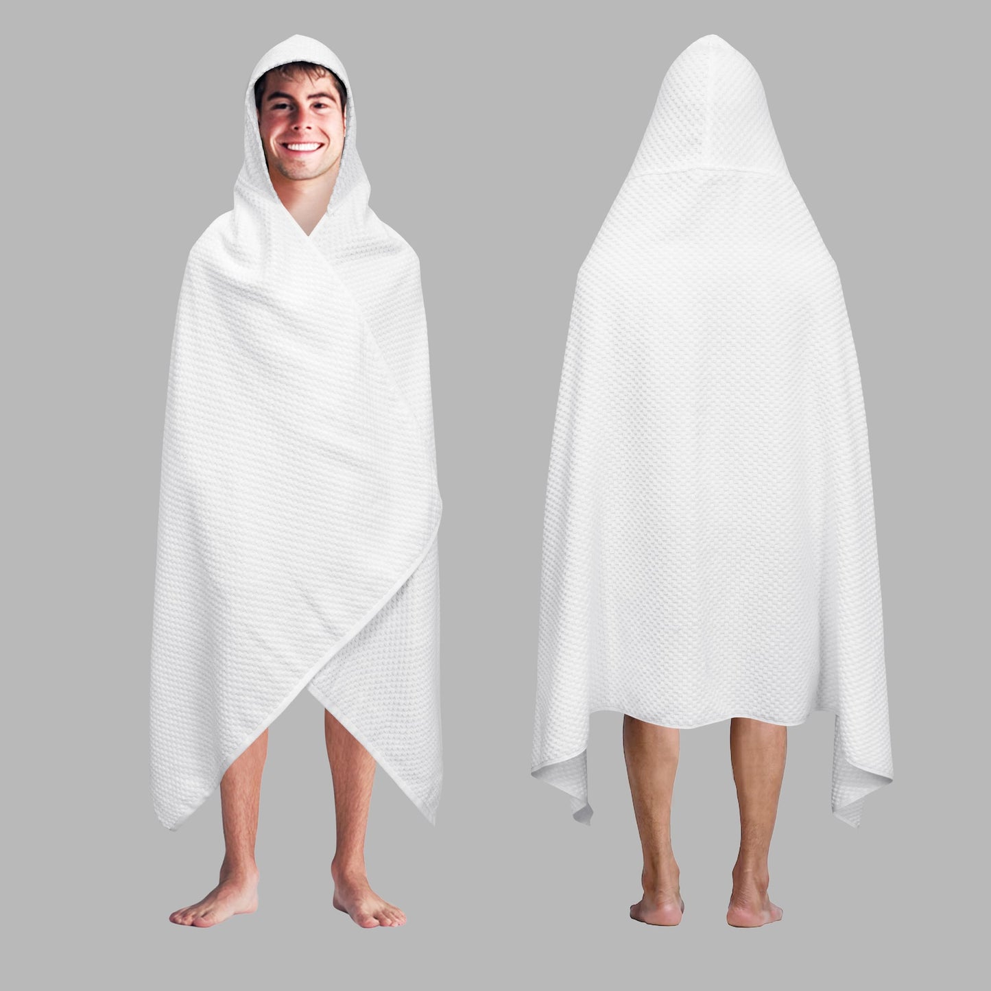 COTTON CRAFT- Euro Spa Set of 4 Luxury Waffle Weave Bath Towels, Oversized Pure Ringspun Cotton, 30 inch x 56 inch, White