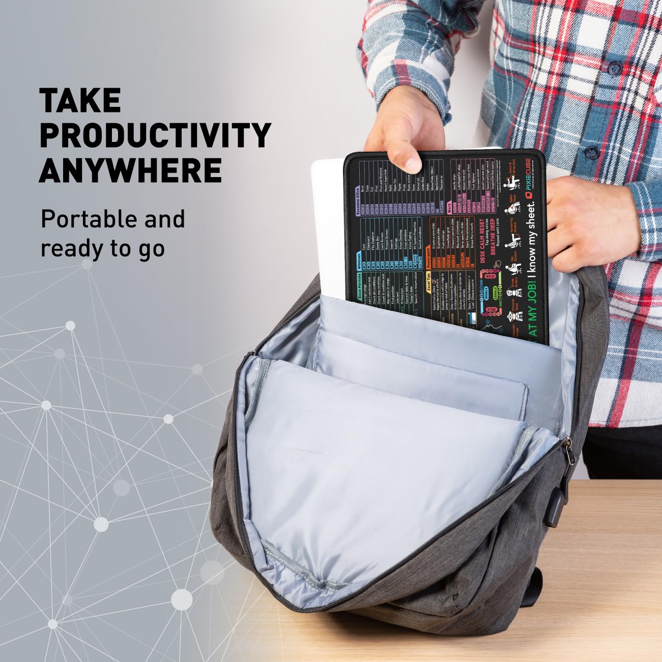 Pixiecube Excel Cheat Sheet Desk Pad | Excel Shortcut Keys Mouse Pad | Extended Large XL Gaming Mousepad | PC Office Spreadsheet Keyboard Mat | Non-Slip Stitched Edge
