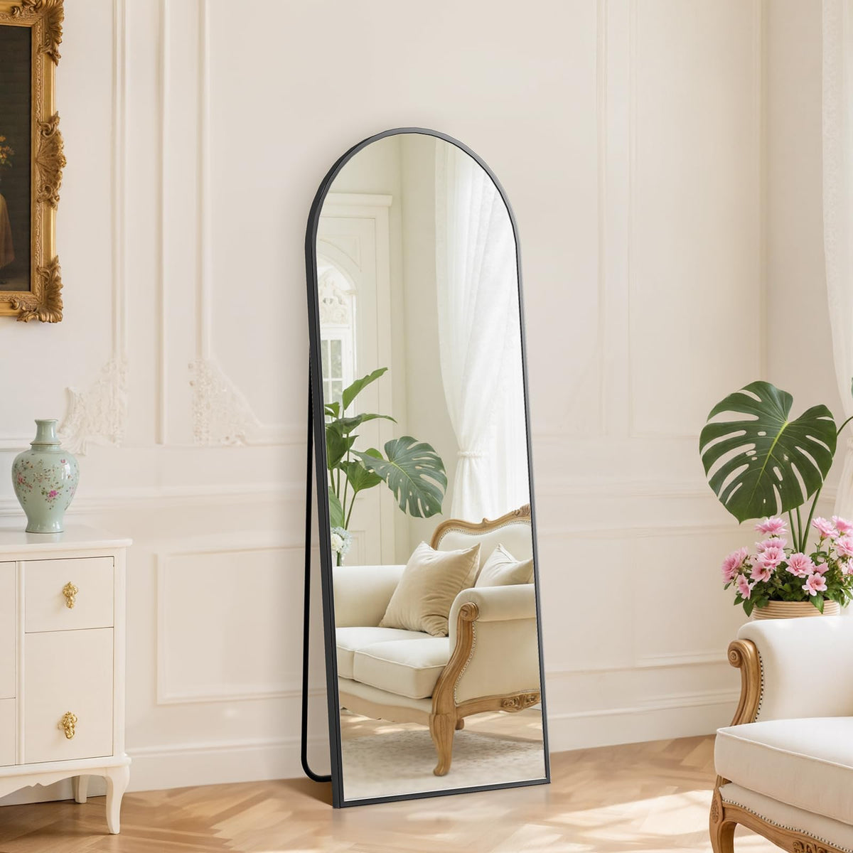 DUMOS 59"x16" Arched Full Length Mirror with Stand