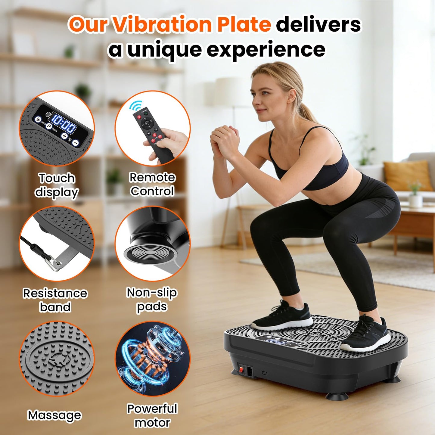 AXV Vibration Plate Fitness Platform Exercise Machine Vibrating Shaking Full Body Shaker Workout Vibrate Stand Shake Board Sport for Weight Loss Fat Burner for Gym Home Office