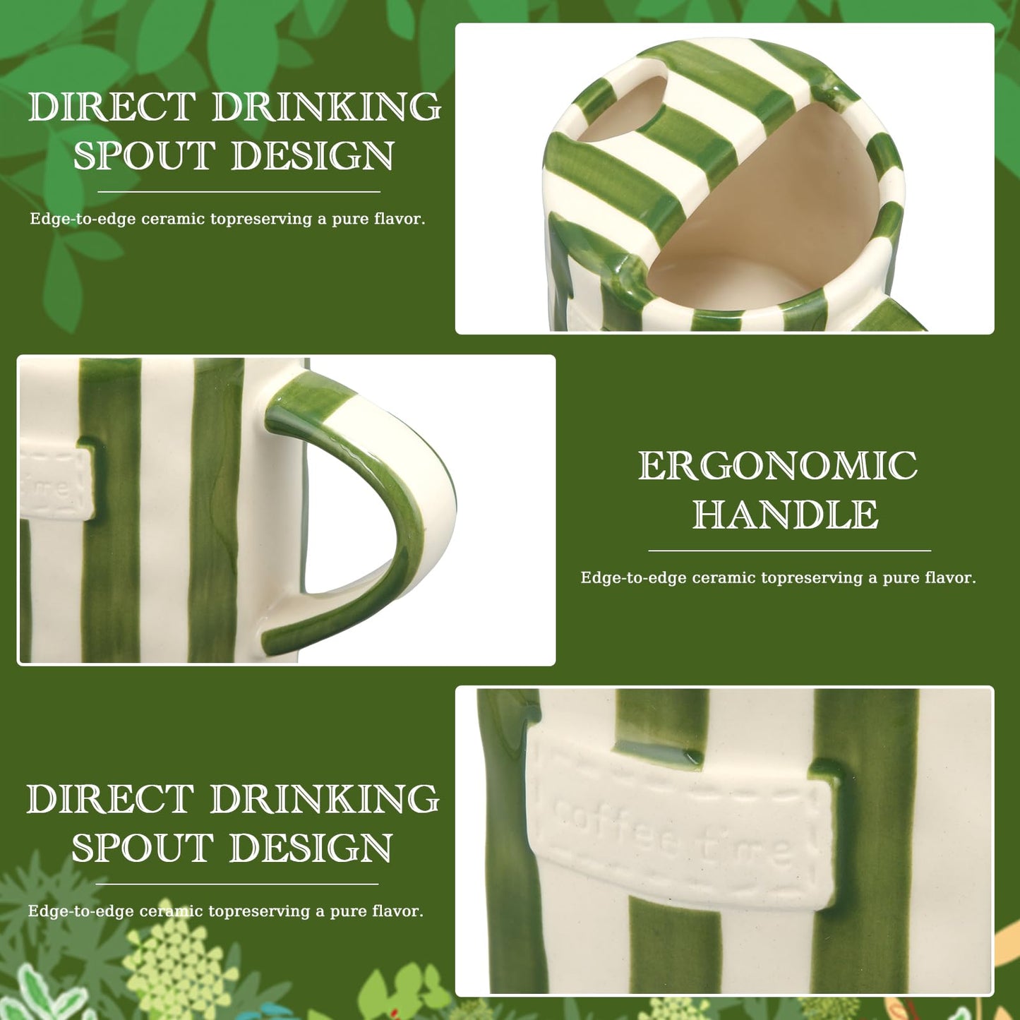 2 Pack Ceramic Mug with Sip Hole,