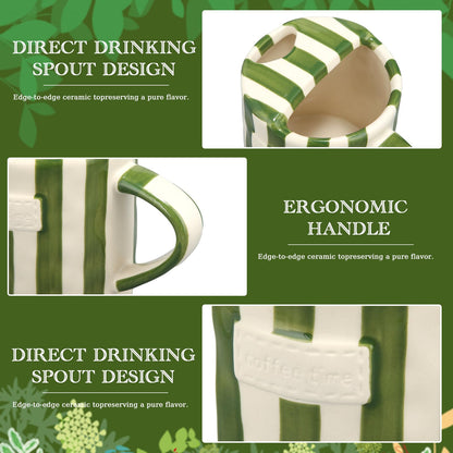 2 Pack Ceramic Mug with Sip Hole,
