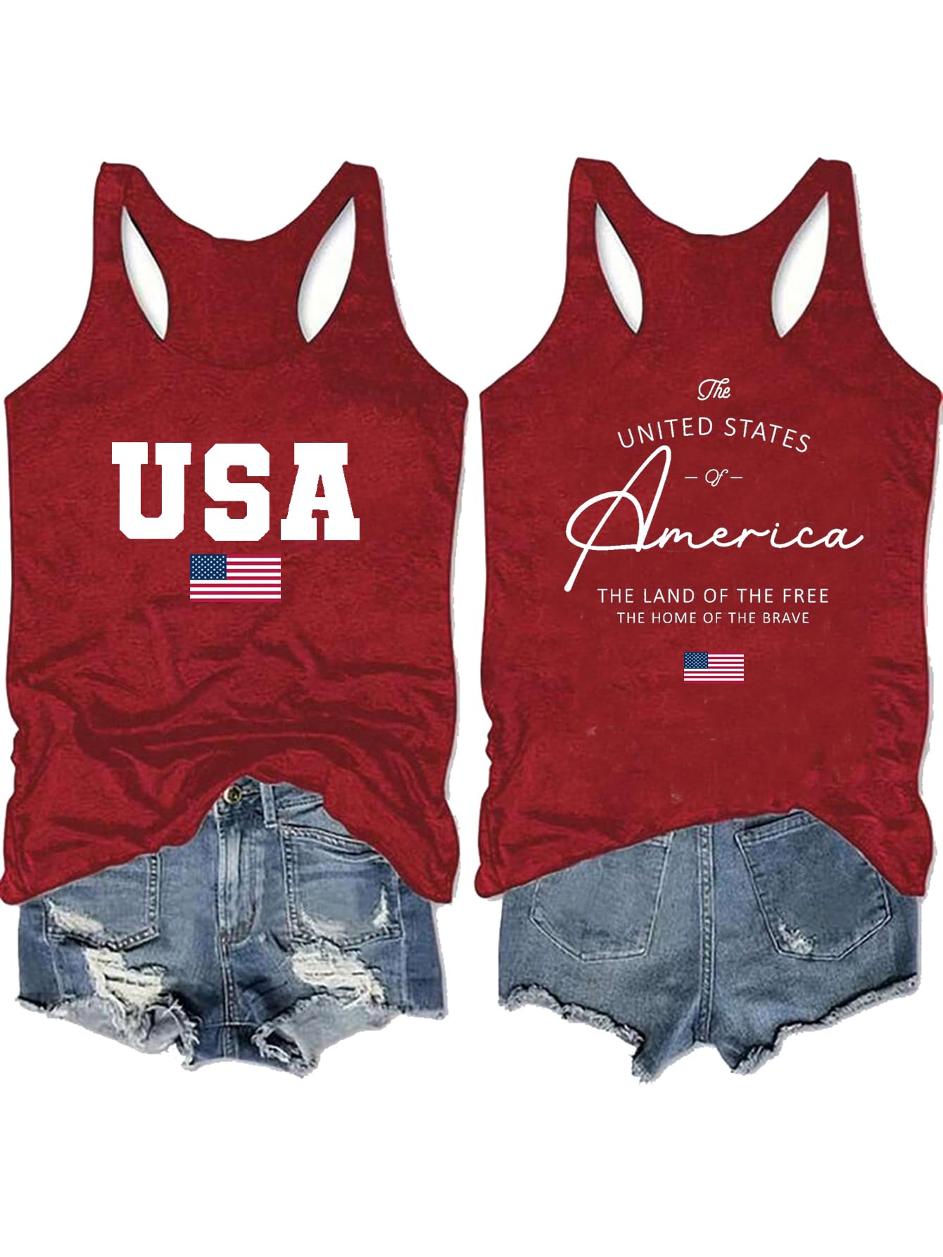 Women's 4th of July Outfits USA Shirt Memorial Day Red White and Blue Patriotic Shirts American Flag Graphic Tops