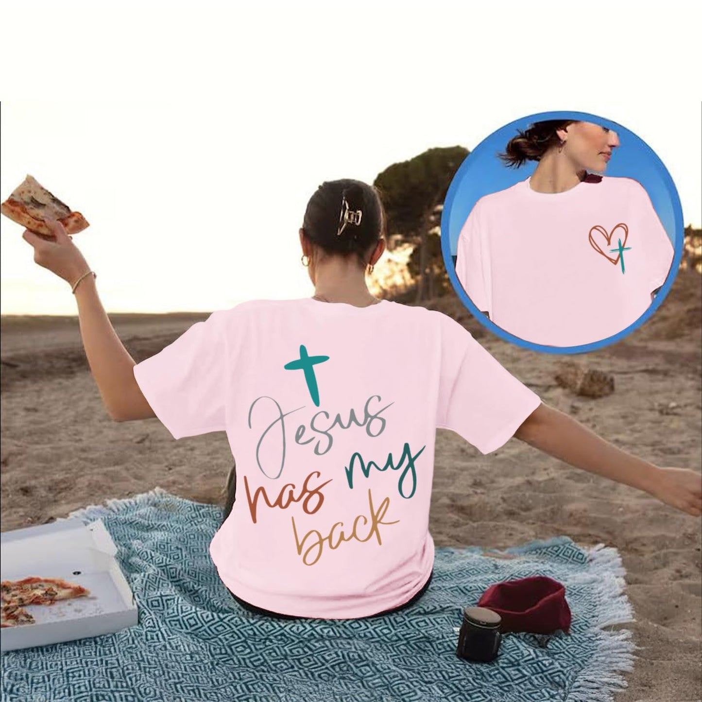 Tuislay Christian Shirts for Women Jesus Has My Back
