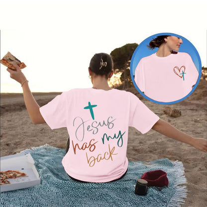 Tuislay Christian Shirts for Women Jesus Has My Back