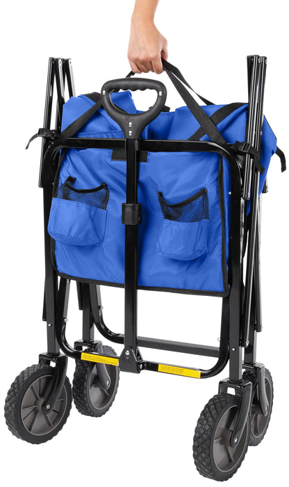Amazon Basics Collapsible Heavy Duty Utility Wagon for Outdoor Sports, Camping, Garden, and Shopping, 265 Pounds Capacity, 27.6 x 40.9 x 20 inches, Black