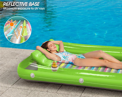 Inflatable Tanning Pool Lounger Float - Jasonwell 4 in 1 Sun Tan Tub Sunbathing Pool Lounge Raft Floatie Toys Water Filled Tanning Bed Mat Pad for Adult Blow Up Kiddie Pool Kids Ball Pit Pool (L)