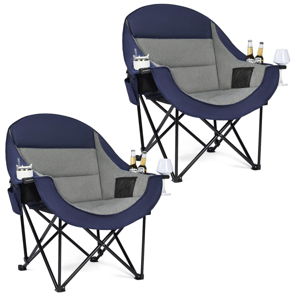 Oversized Camping Chairs for Adults - Heavy Duty Padded Outdoor Camp Chair