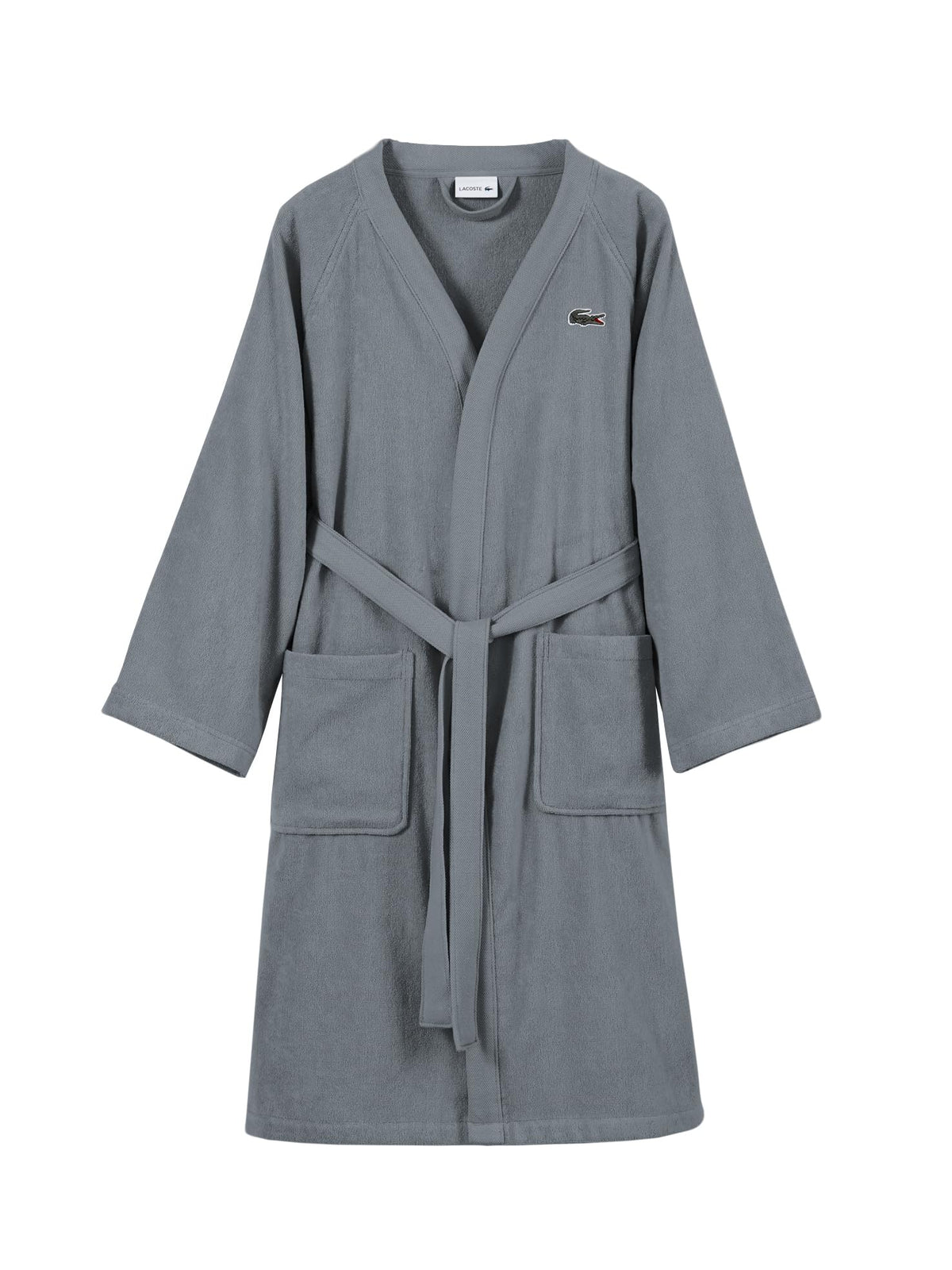 Lacoste Classic Pique Bath Robe, 100% Soft Cotton Terry, Unisex Adult Bathrobe, Absorbent & Quick Drying, One Size Fits Most