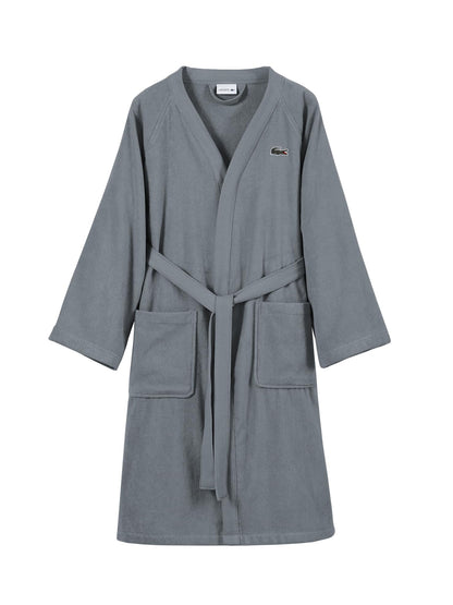 Lacoste Classic Pique Bath Robe, 100% Soft Cotton Terry, Unisex Adult Bathrobe, Absorbent & Quick Drying, One Size Fits Most