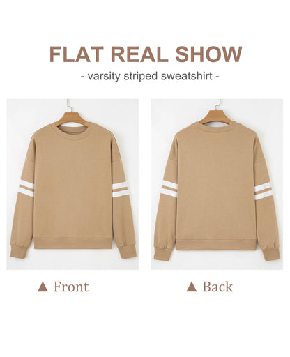 Selink Womens Varsity Striped Oversized Sweatshirt Crewneck Long Sleeve Casual Fashion Pullover Top Fall Outfits