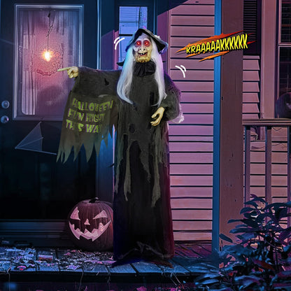 AW 9Ft Animatronics Flying Witch Hovering Broom Animated AC 100V-240V Halloween Outdoor Decoration Motion Activated 2026