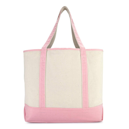 Dalix Women's Cotton Canvas Tote Bag Large Shoulder Bags Pink Monogram a - Z | Large