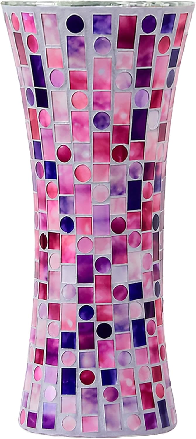 11.6" H Purple Red Mosaic Vase