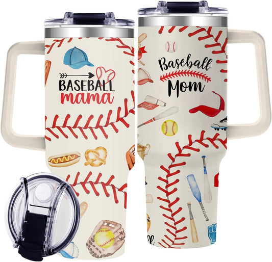 40oz Baseball Mom Tumbler, Christmas Holiday Gifts for Baseball Lovers