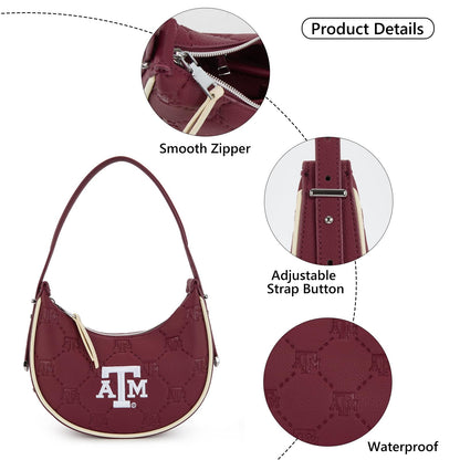 NCAA Crescent Shoulder Bag for Women, Half Moon Clutch Purses for Birthday/Graduation Gifts