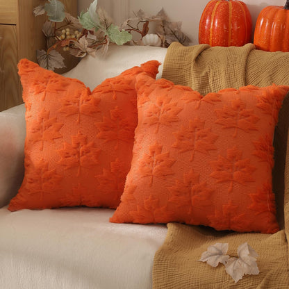 TOYPOPOR Halloween Decorations, 2 Packs Double Sided Ghost Pillow Covers, Soft Fur Throw Pillow Cases Indoor outdoor Pumpkin Couch Cushion Case for Fall Autumn Bedroom Living Room Home Decor 18''x18''