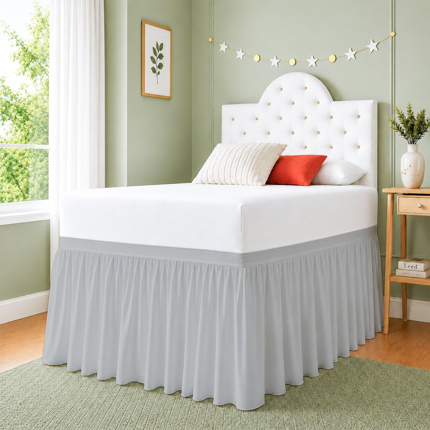 Cottingon Dorm Room Bed Skirt Twin XL, White Microfiber Dust Ruffle, 32 Inch Drop, Fits Standard College Beds 39 x 80, Under Bed Storage Cover, College Dorm Room Essentials, Back to School Bedding