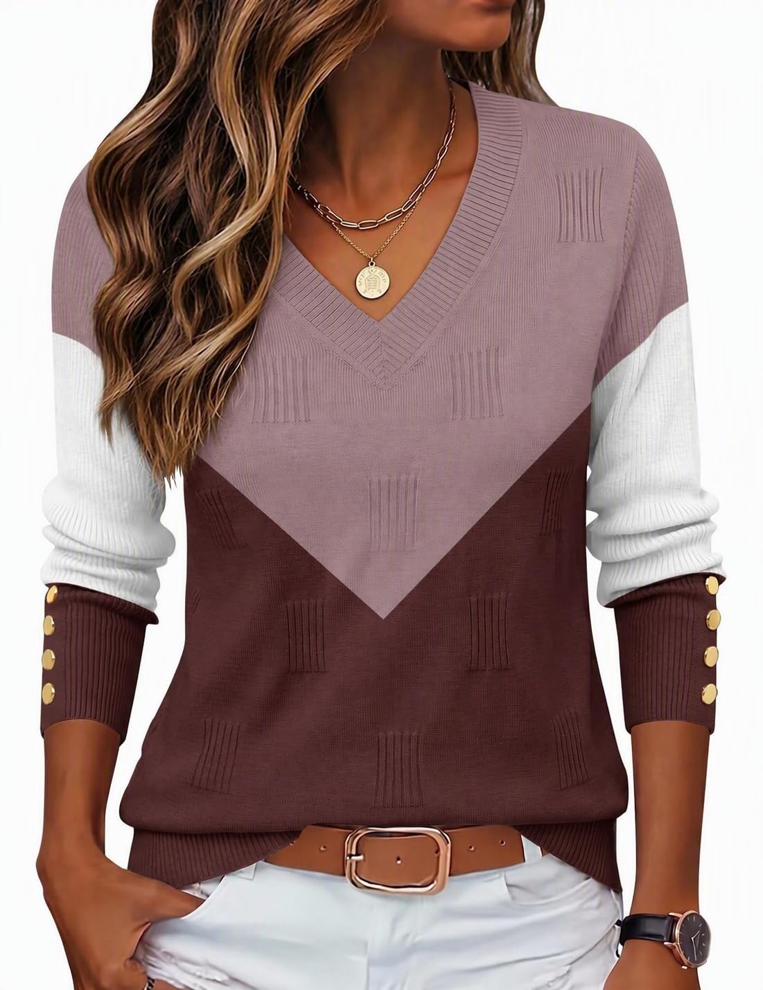 Zeagoo Womens V Neck Sweaters