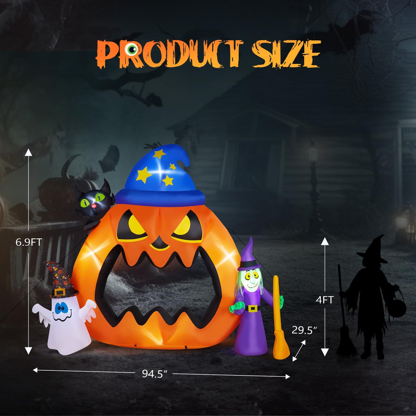AW 9Ft Animatronics Flying Witch Hovering Broom Animated AC 100V-240V Halloween Outdoor Decoration Motion Activated 2026