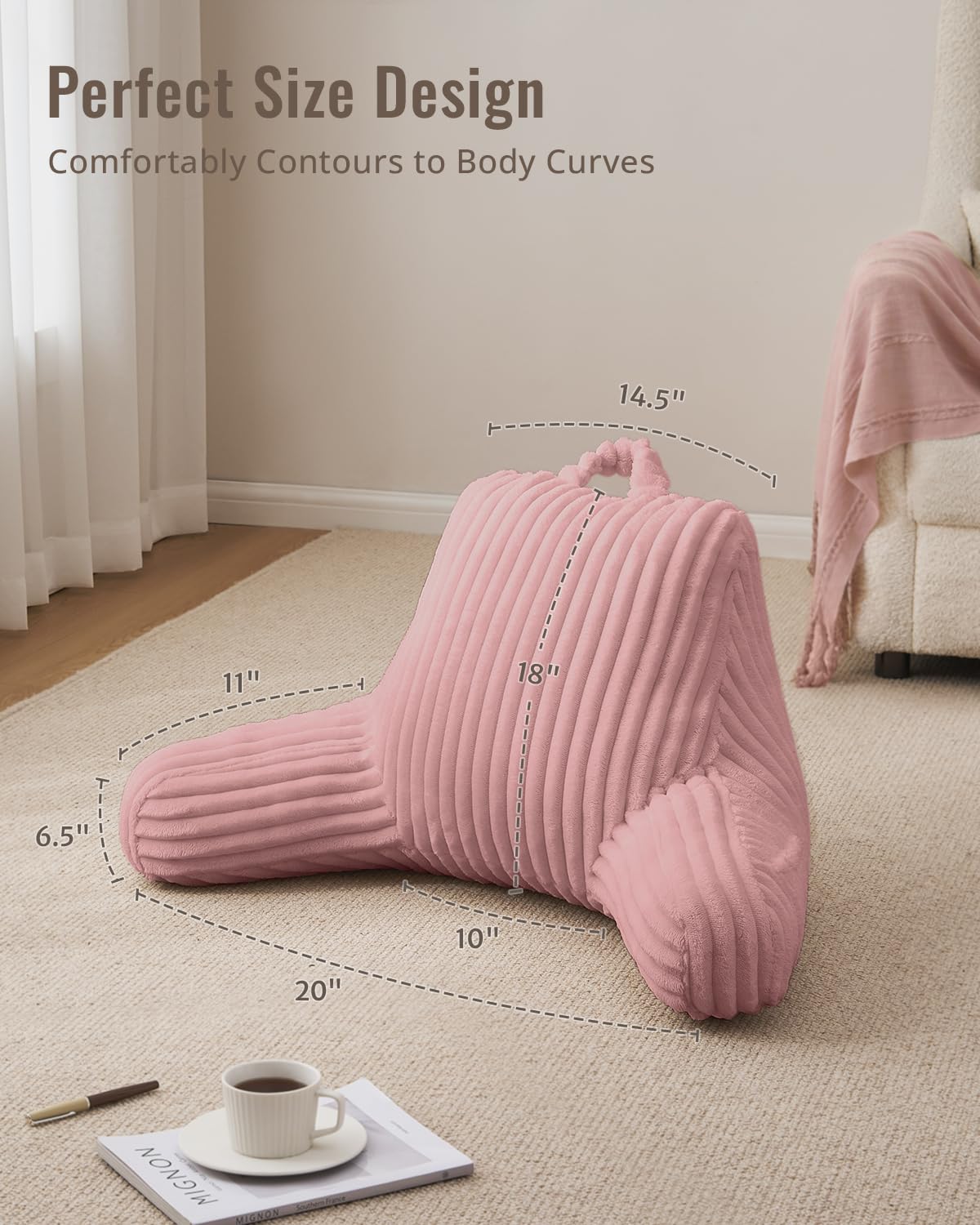 Blissful Diary Reading Pillow, Backrest Pillow with Shredded Memory Foam