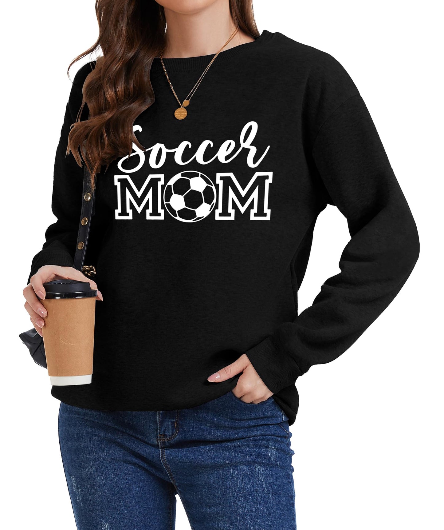 Womens Soccer Mom Sweatshirt Soccer Graphic Shirts Football Outfits