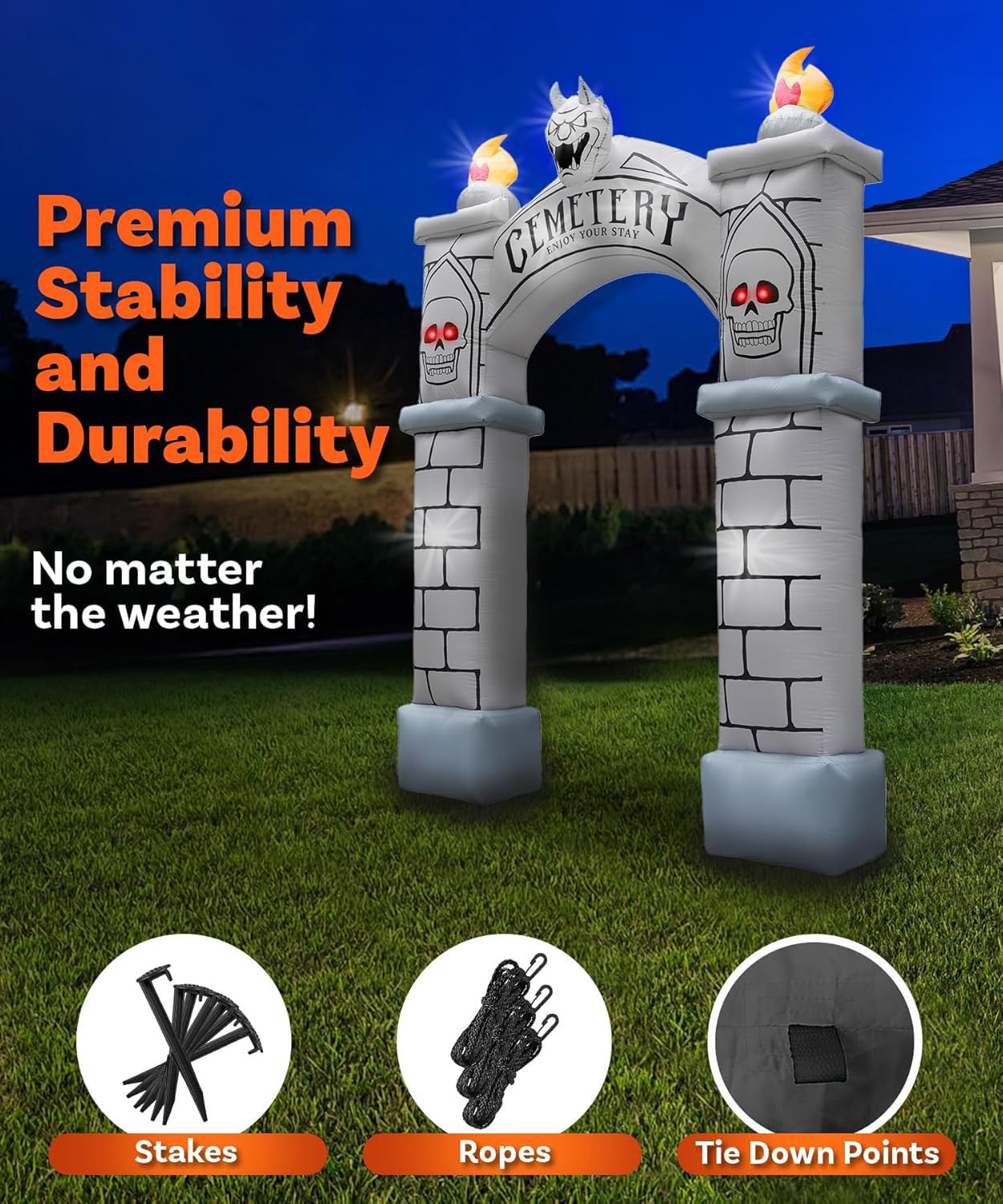 10FT Halloween Inflatable Frankenstein Archway, Halloween Monster Mouth Archway Built-in 6 LEDs for Halloween Inflatables Outdoor Decoration Blow up Frankenstein Arch for Party Haunted House