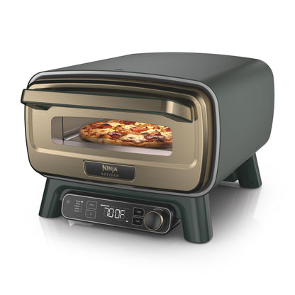 Ninja Artisan Electric Outdoor Pizza Oven with Stone | 12-inch Pizza in 3-minutes | 700F Max Temp | 5-in-1 Functionality – Pizza, Bake, Broil, Proof & Warm | Makes Full Meals | Gray | MO201