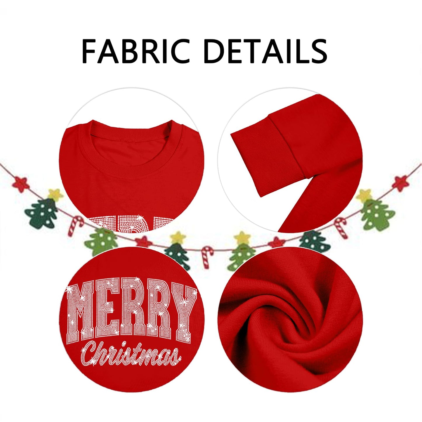 Tewmeu Christmas Sweatshirts for Women Sparkly Merry and Bright Sweater