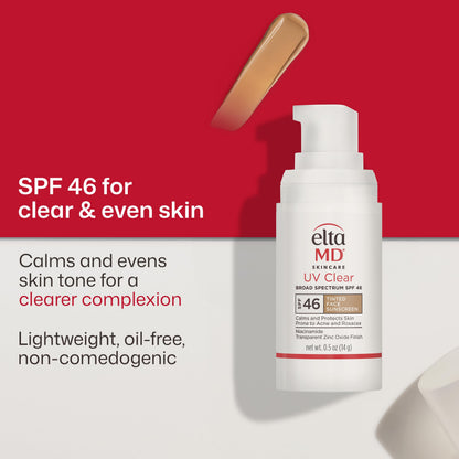 EltaMD UV Clear Face Sunscreen SPF, Oil-Free Sunscreen with Zinc Oxide, Dermatologist Recommended