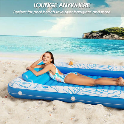 Inflatable Tanning Pool Lounger Float - Jasonwell 4 in 1 Sun Tan Tub Sunbathing Pool Lounge Raft Floatie Toys Water Filled Tanning Bed Mat Pad for Adult Blow Up Kiddie Pool Kids Ball Pit Pool (L)