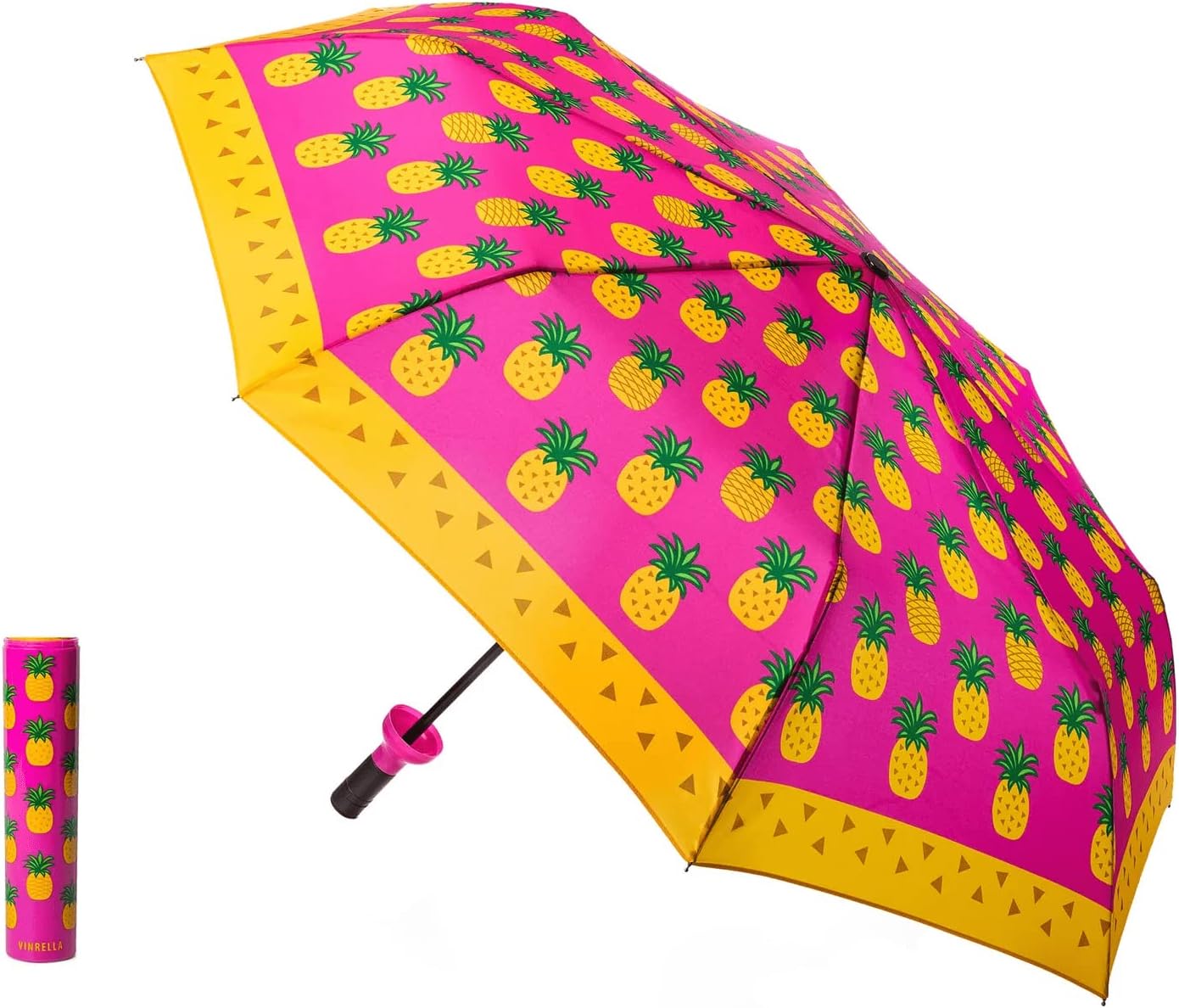 VINRELLA Wine Bottle Umbrella, Pineapple Punch, UV-Blocking, Waterproof, Portable, Lightweight, Fun Gift
