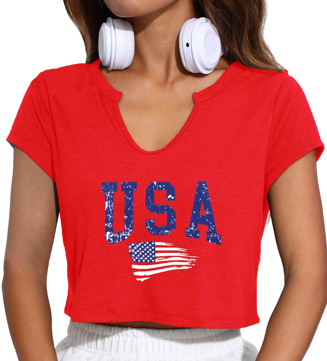 4th of July Crop Tops for Women Funny American Flag Shirts Tank Tops Outfits