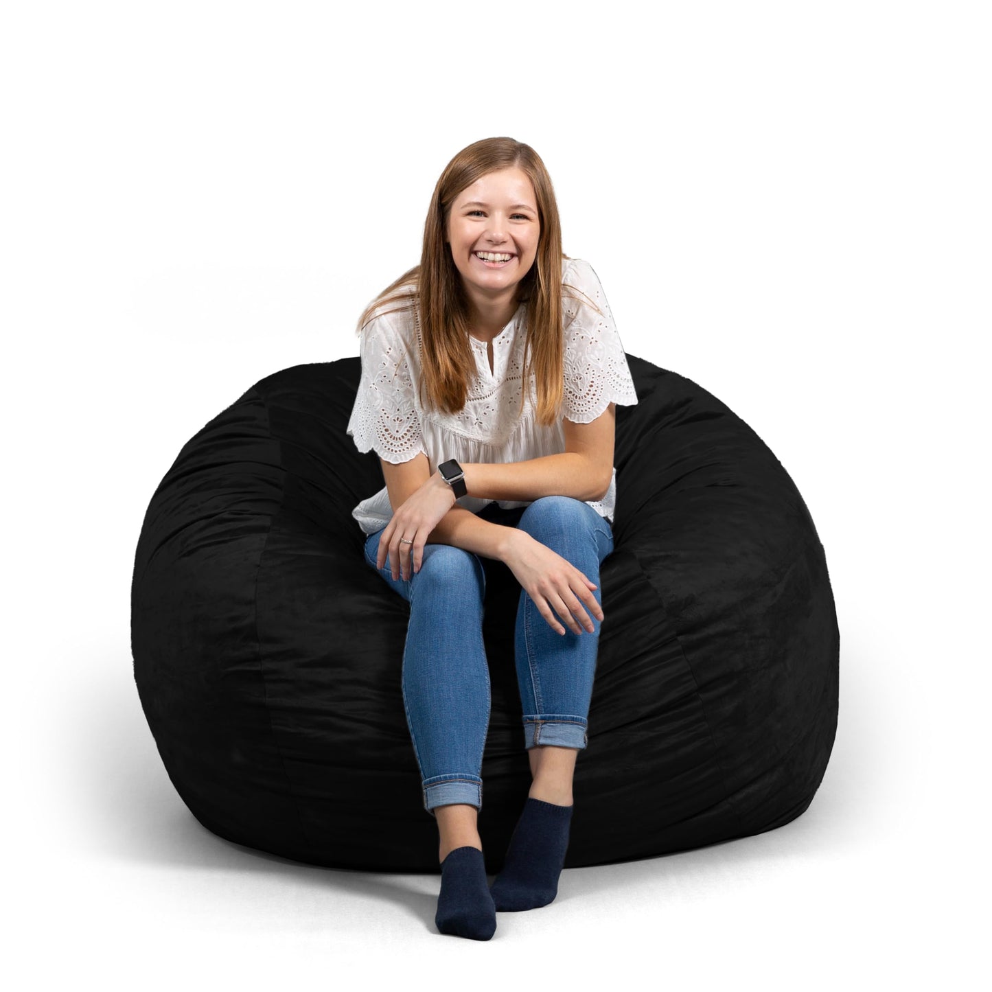 Big Joe Fuf 7Ft Giant Foam Bean Bag Chair, Oversized Couch with Removable Cover for Kids, Teens, Adults, Fog Lenox, Durable Woven Polyester, 7 Foot